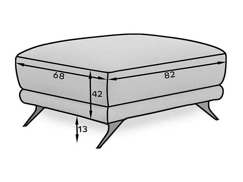 Pouf tissu doux gris clair et pieds métal noir Zora 82cm