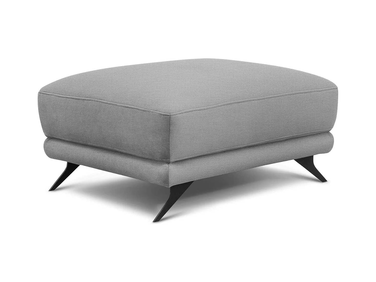 Pouf tissu doux gris clair et pieds métal noir Zora 82cm