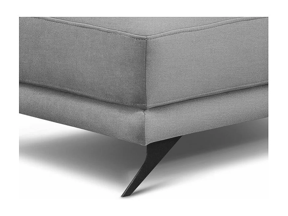 Pouf tissu doux gris clair et pieds métal noir Zora 82cm
