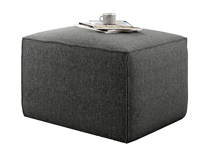 Pouf moderne tissu gris chiné Willace 88cm