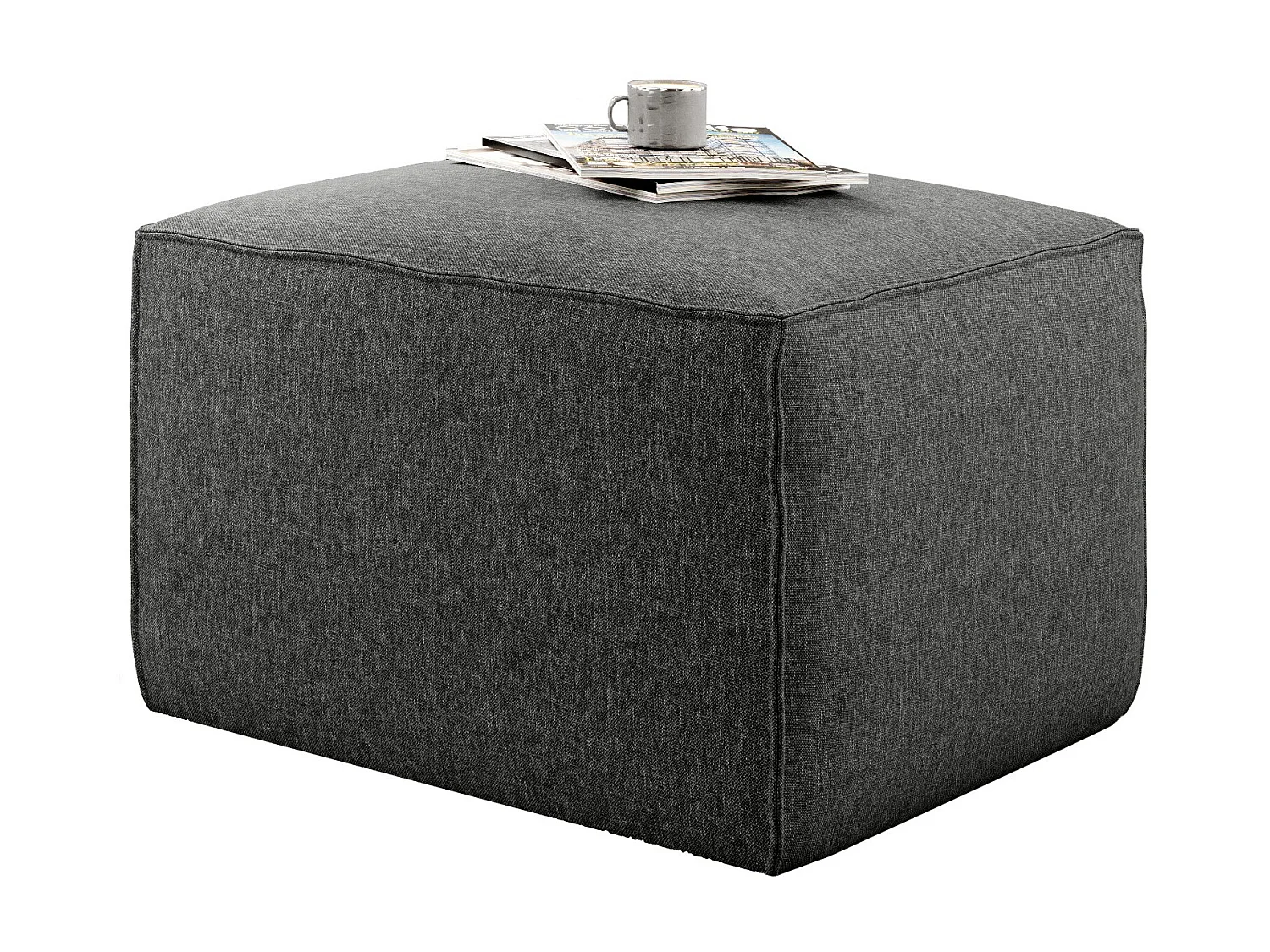 Pouf moderne tissu gris chiné Willace 88cm