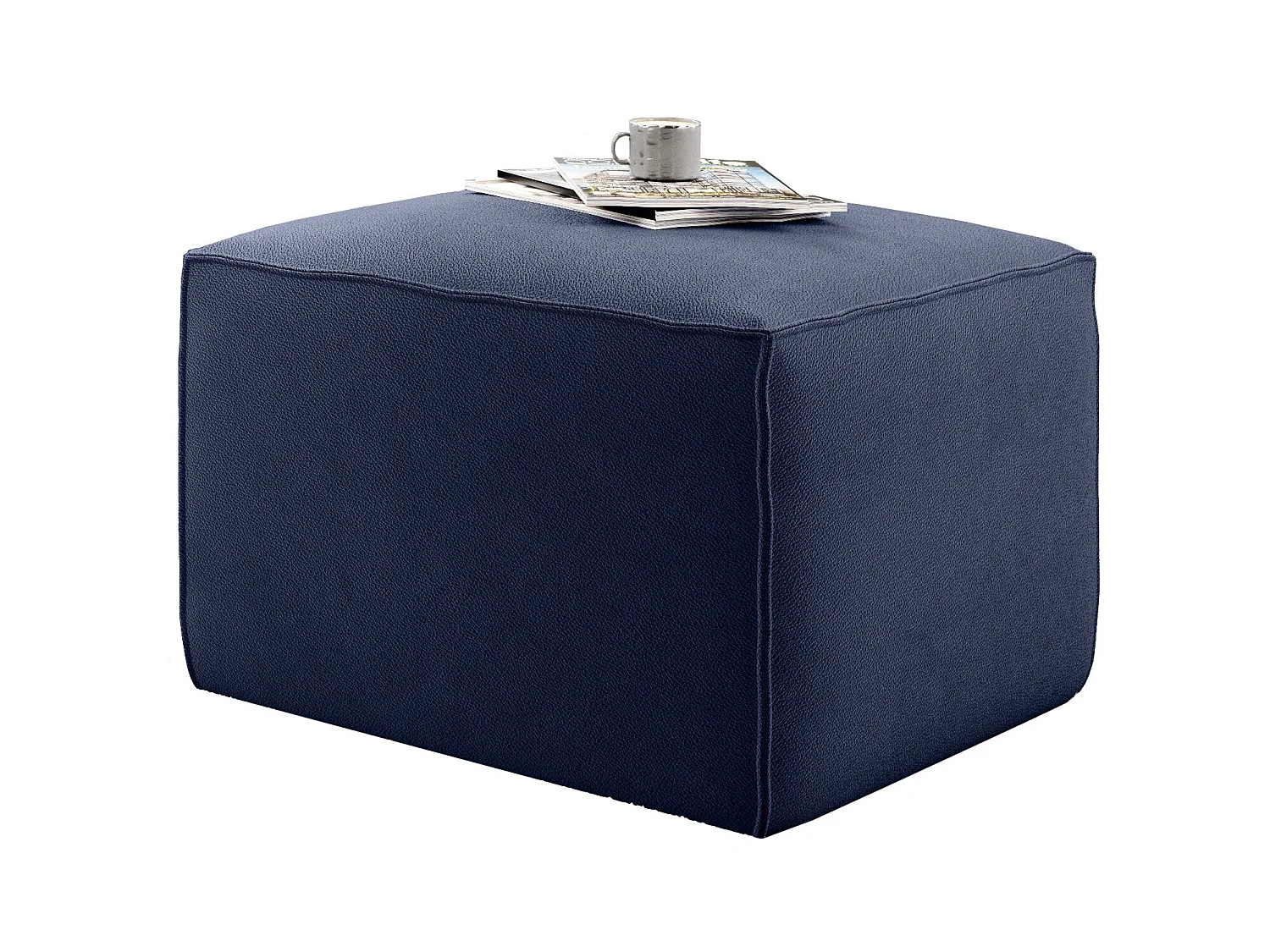 Pouf moderne tissu bleu turquin Willace 88cm