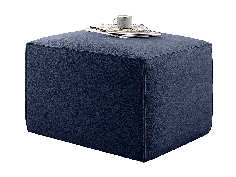 Pouf moderne tissu bleu turquin Willace 88cm