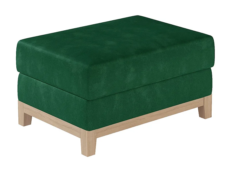 Pouf tissu vert foncé et pieds en bois de hêtre Saline 100cm