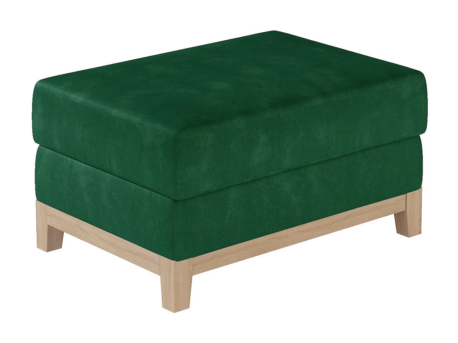 Pouf tissu vert foncé et pieds en bois de hêtre Saline 100cm