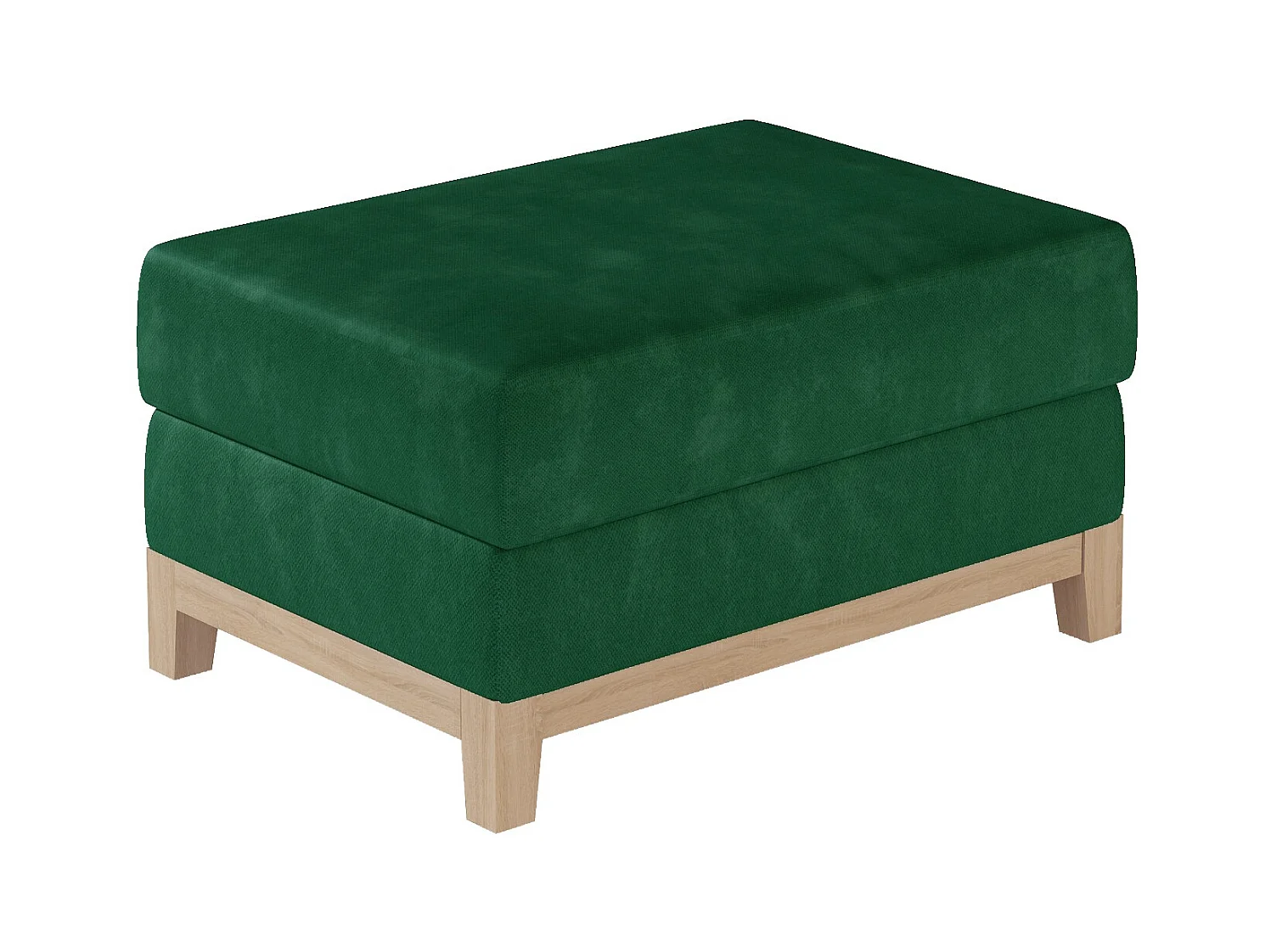 Pouf tissu vert foncé et pieds en bois de hêtre Saline 100cm