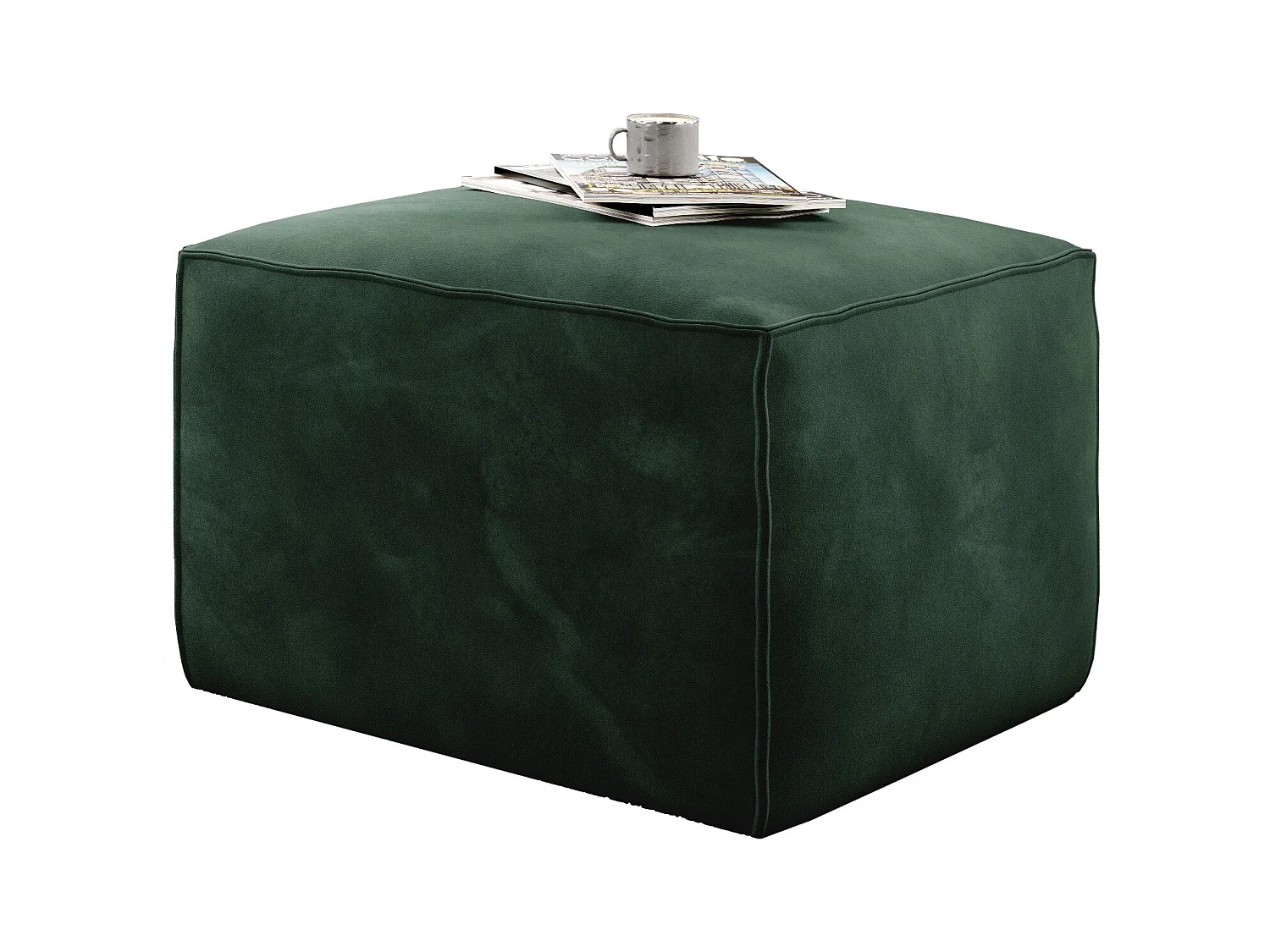 Pouf moderne velours vert anglais Willace 88cm