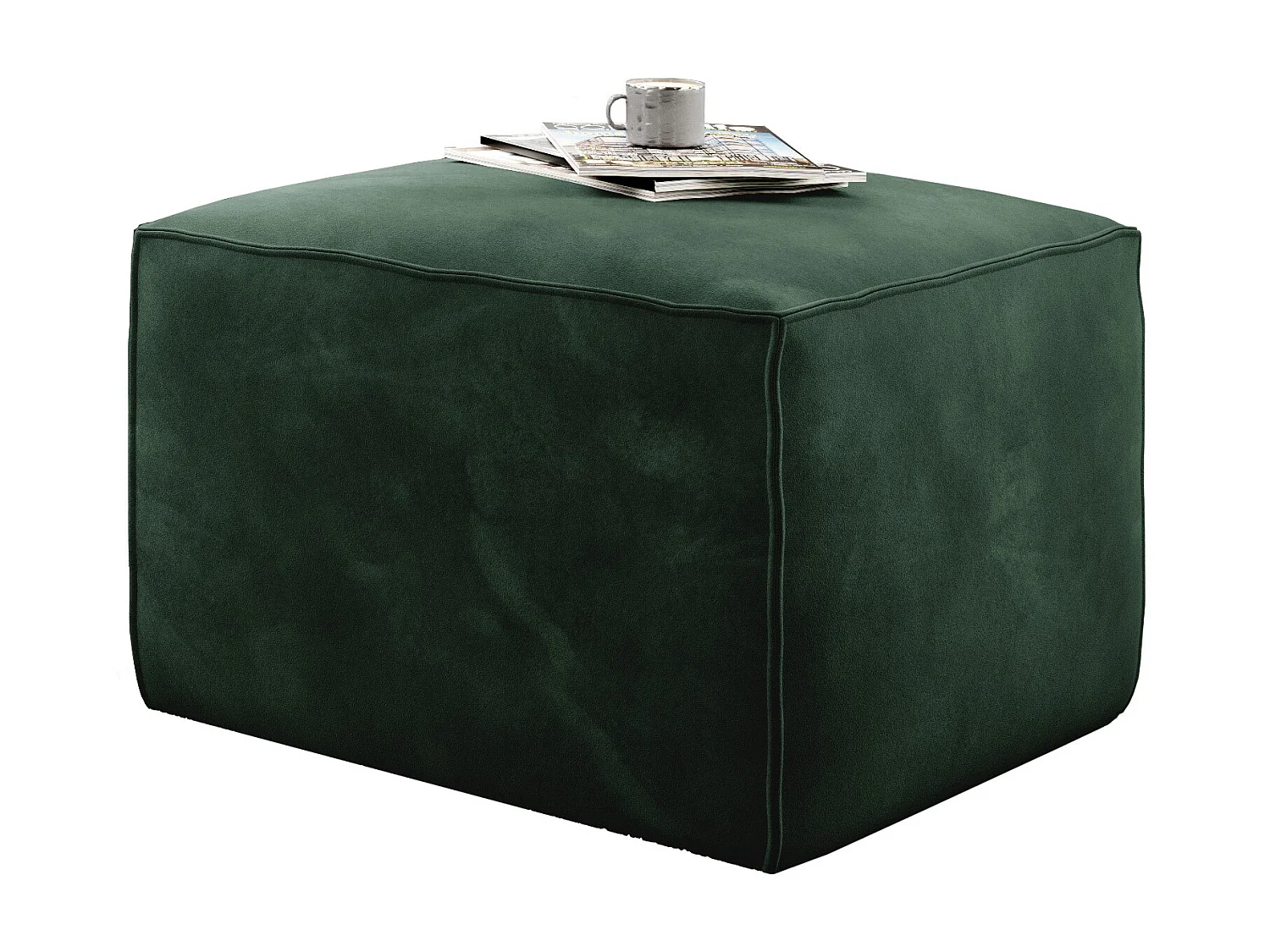 Pouf moderne velours vert anglais Willace 88cm