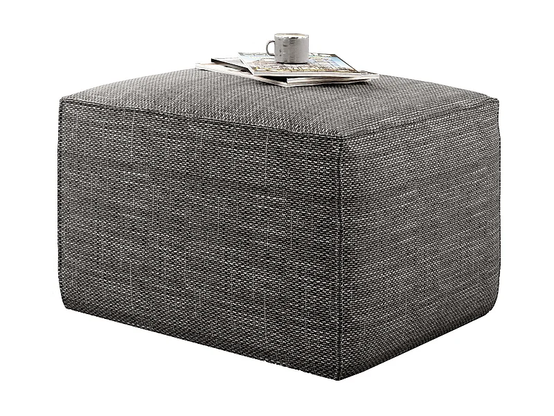 Pouf moderne tissu beige foncé chiné Willace 88cm