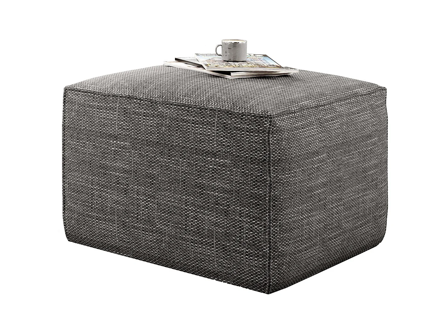Pouf moderne tissu beige foncé chiné Willace 88cm