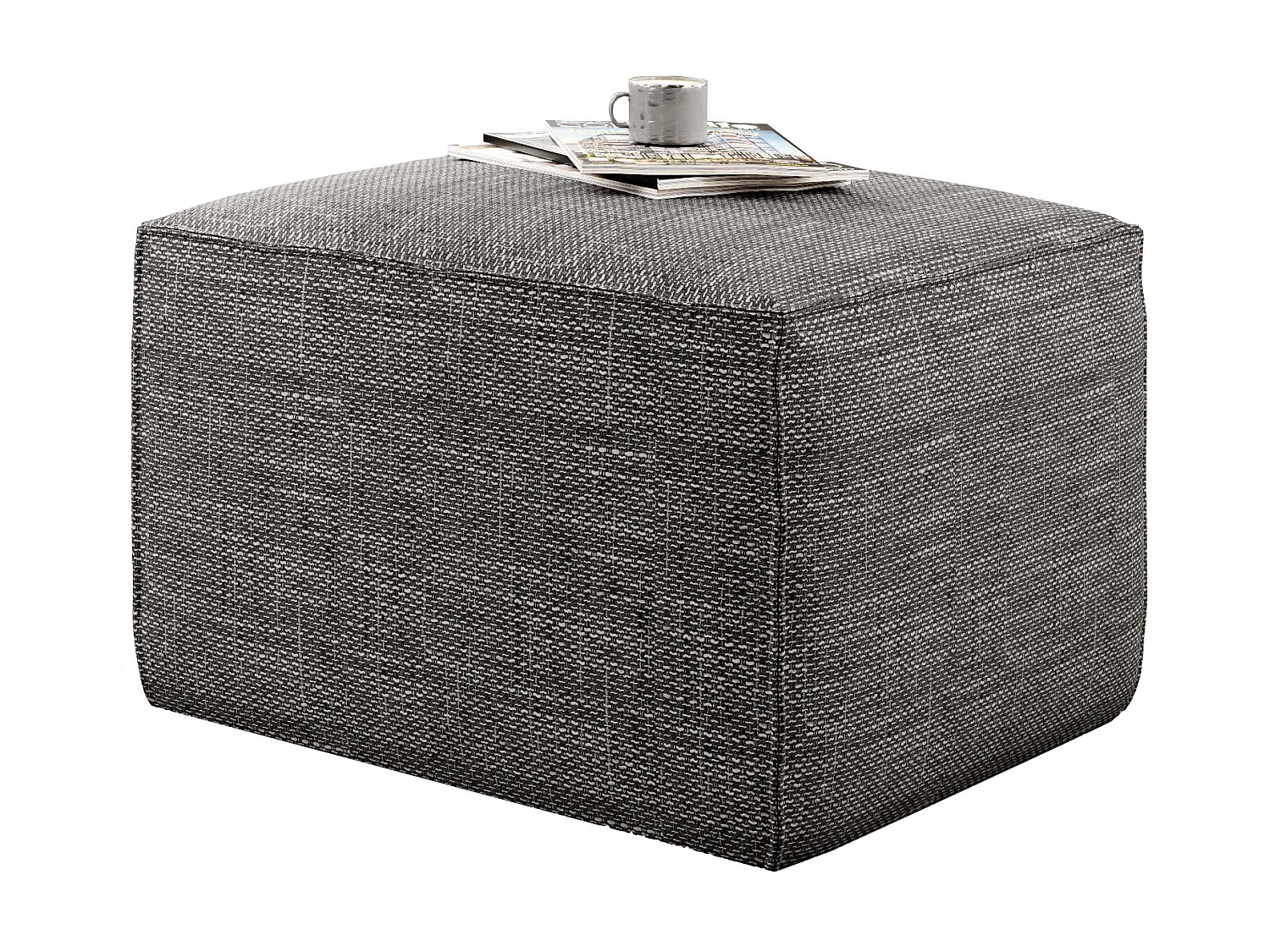 Pouf moderne tissu beige foncé chiné Willace 88cm
