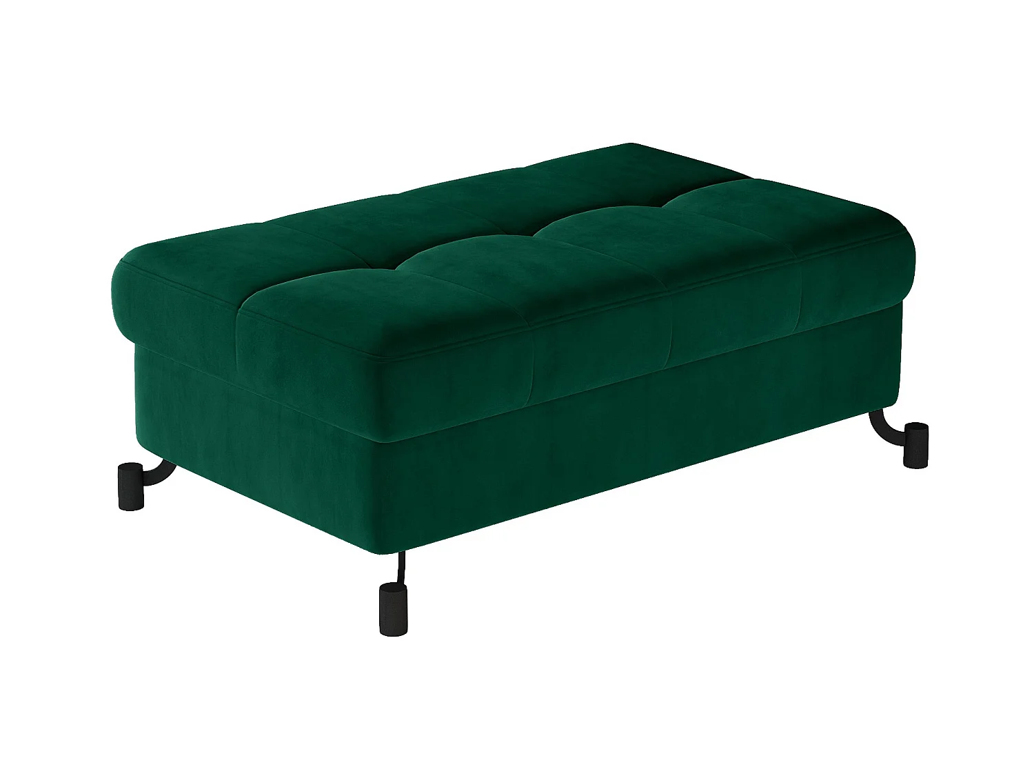 Pouf velours matelassé vert foncé avec coffre de rangement Lory 100cm
