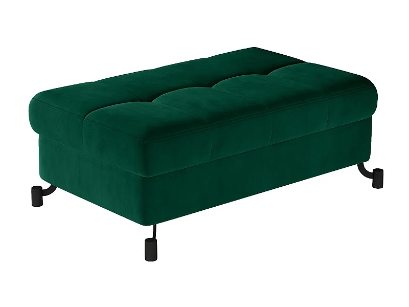 Pouf velours matelassé vert foncé avec coffre de rangement Lory 100cm