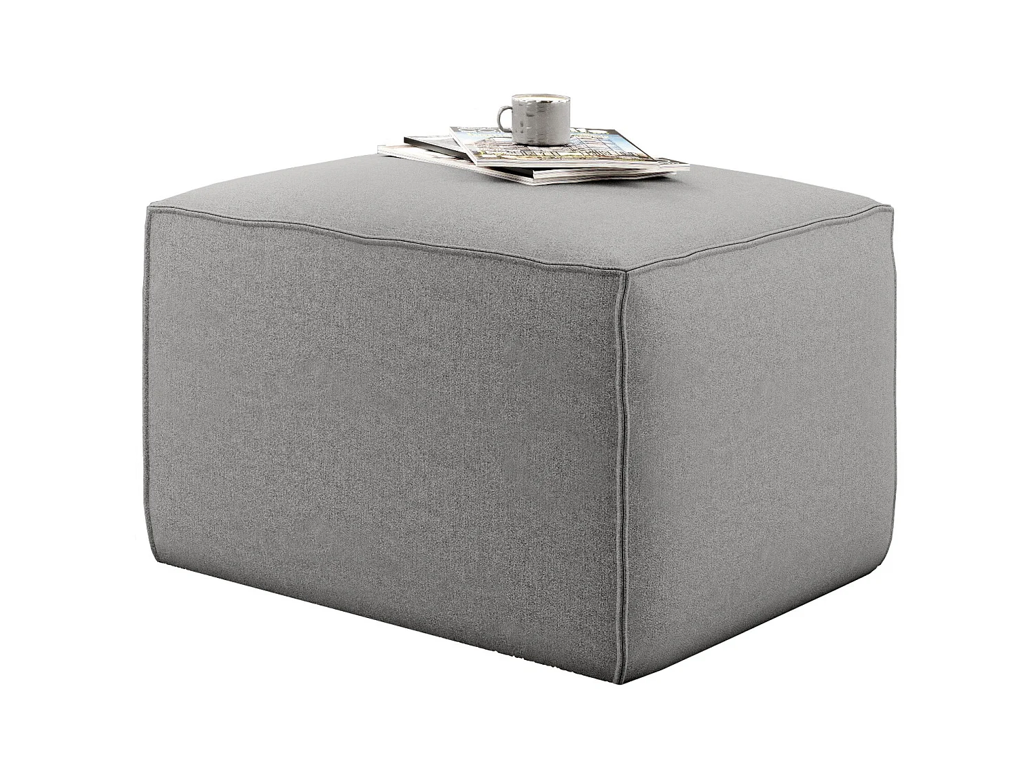 Pouf moderne tissu gris clair Willace 88cm