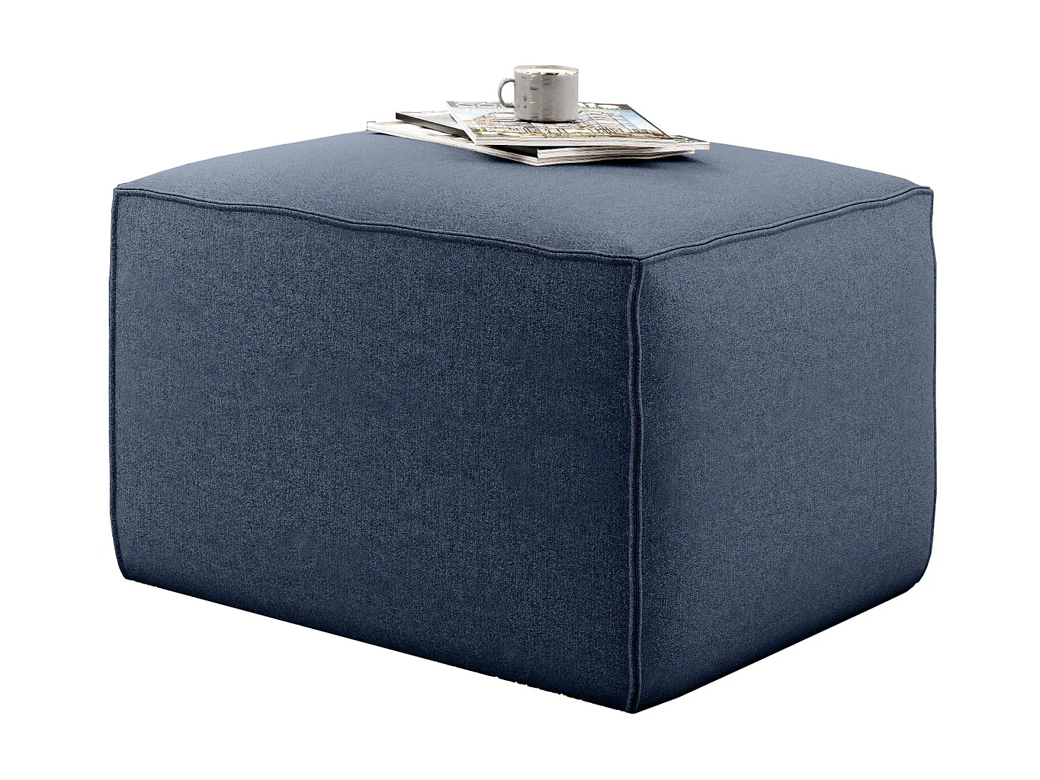 Pouf moderne tissu bleu clair Willace 88cm