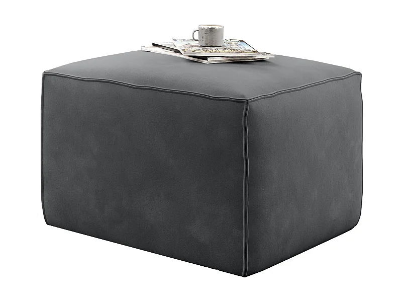 Pouf moderne tissu anthracite Willace 88cm