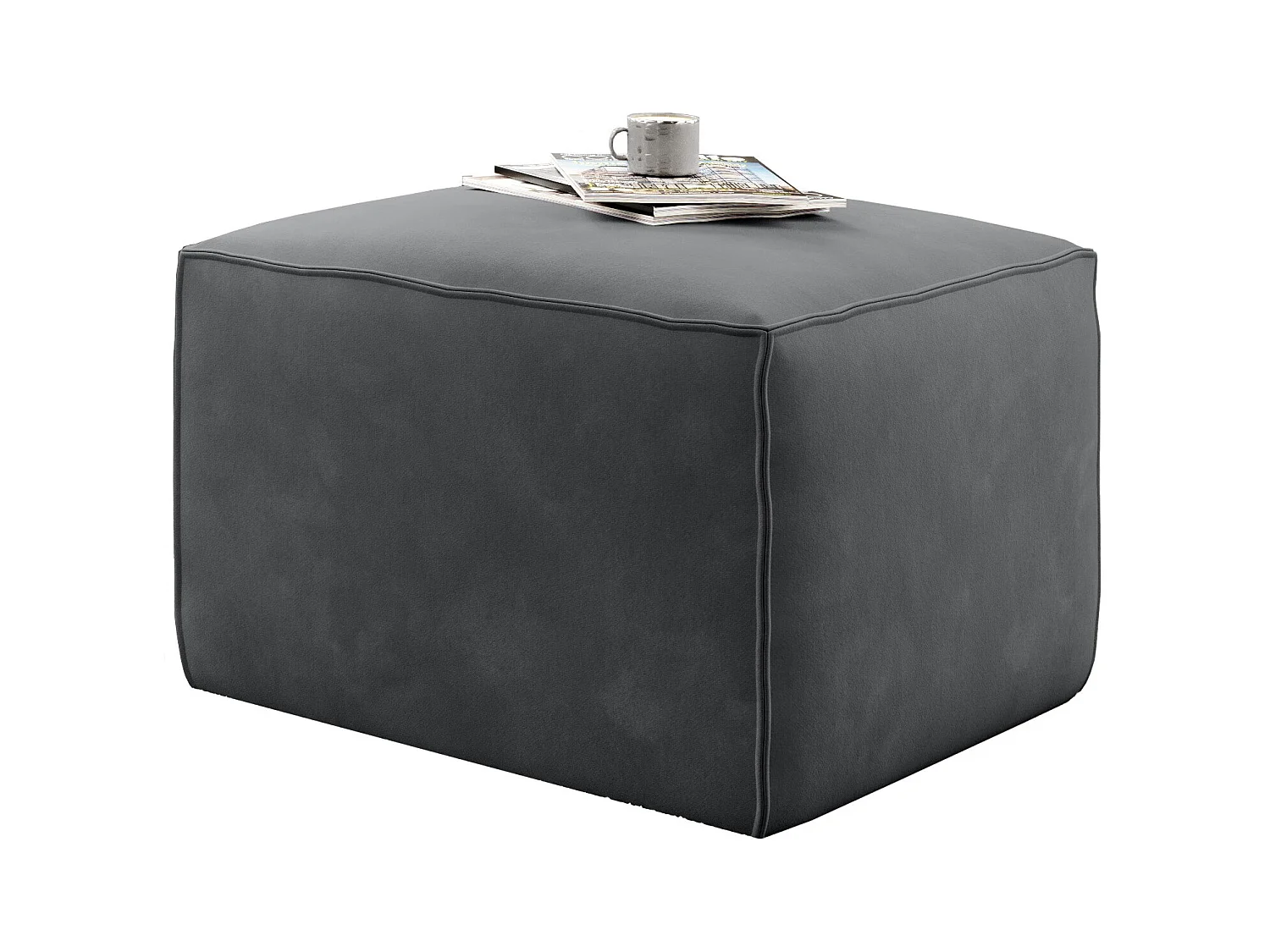 Pouf moderne tissu anthracite Willace 88cm