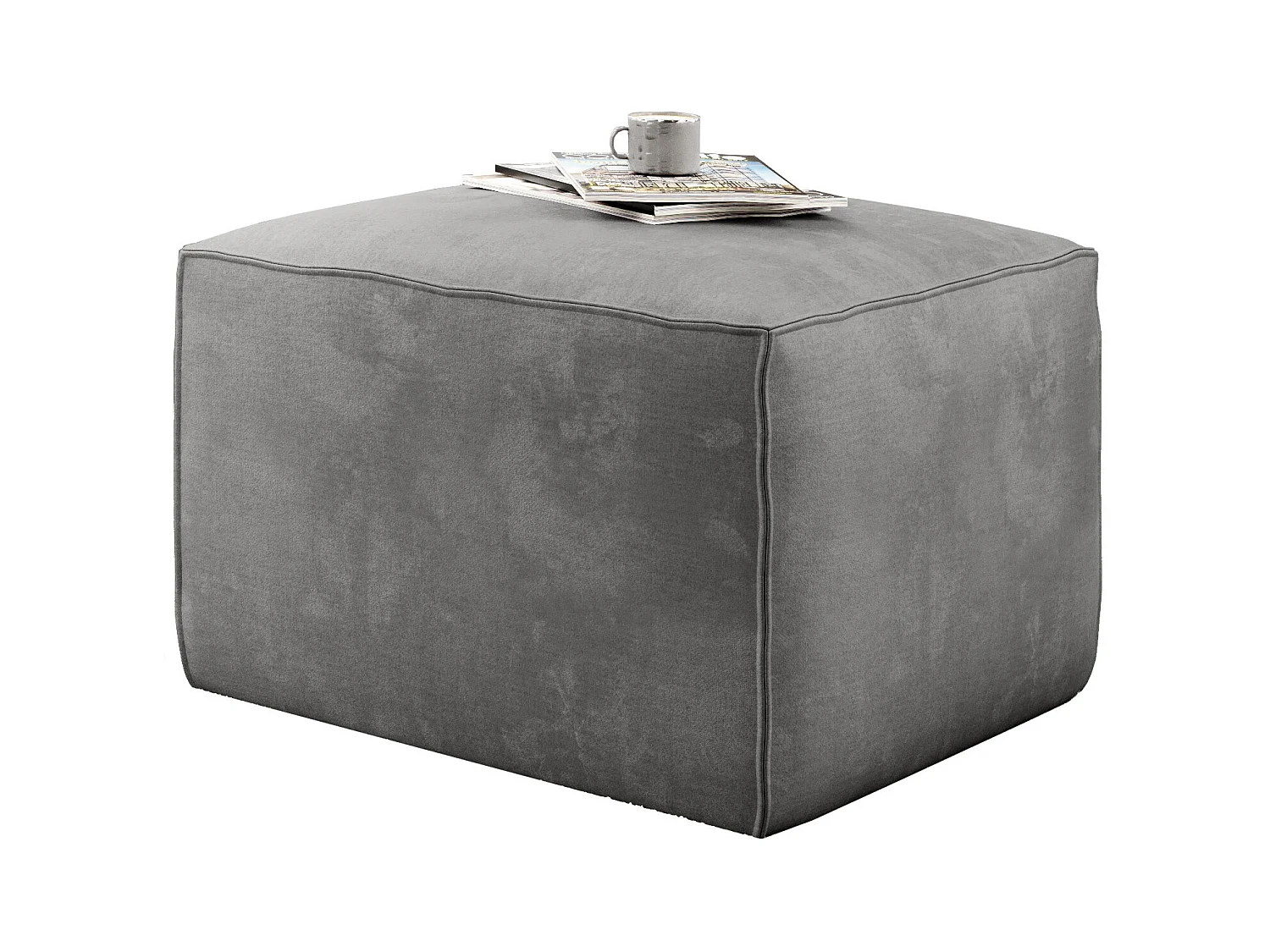Pouf moderne tissu gris clair Willace 88cm 2