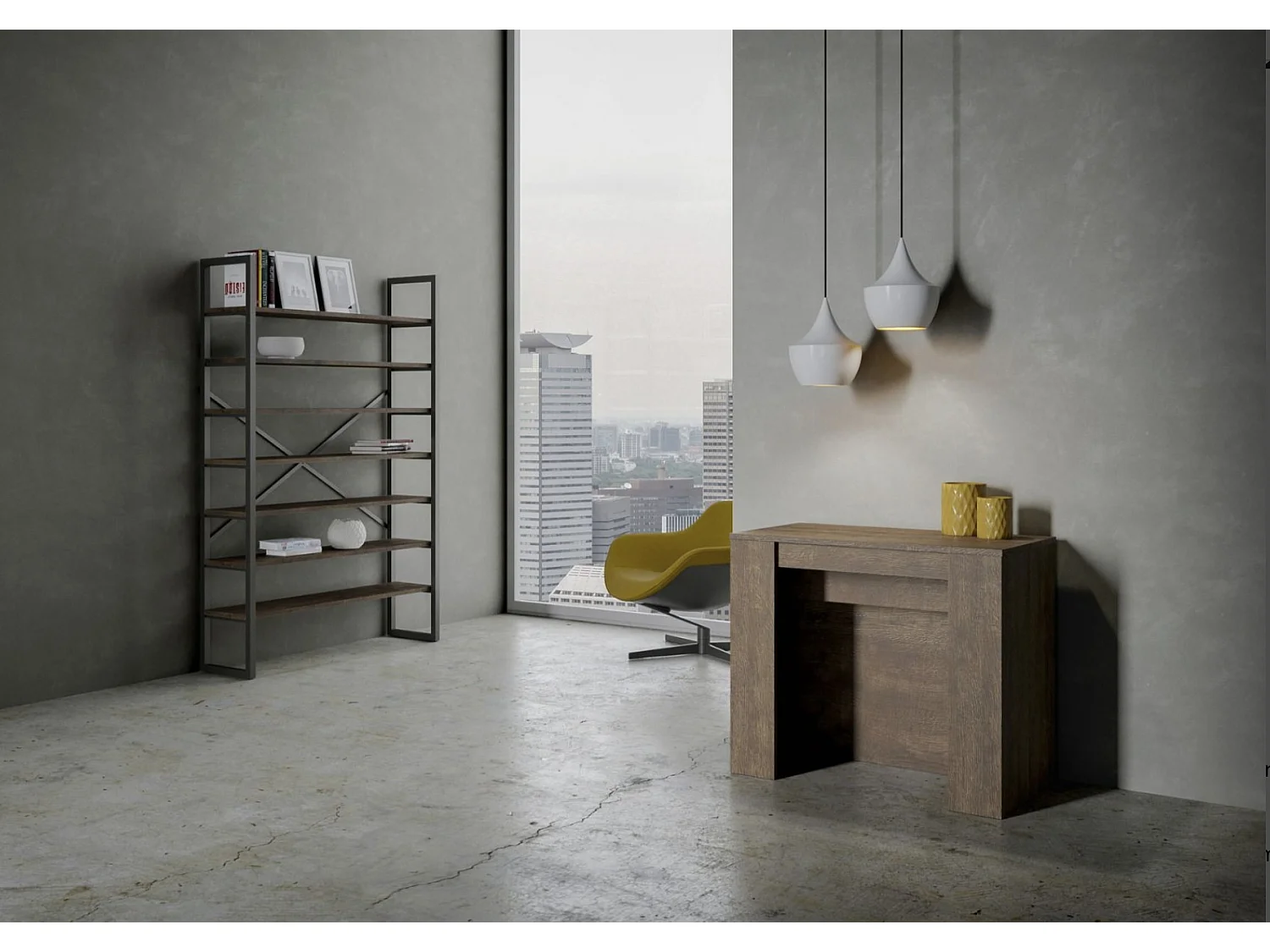 Console extensible en bois Barry-Couleur Naturel