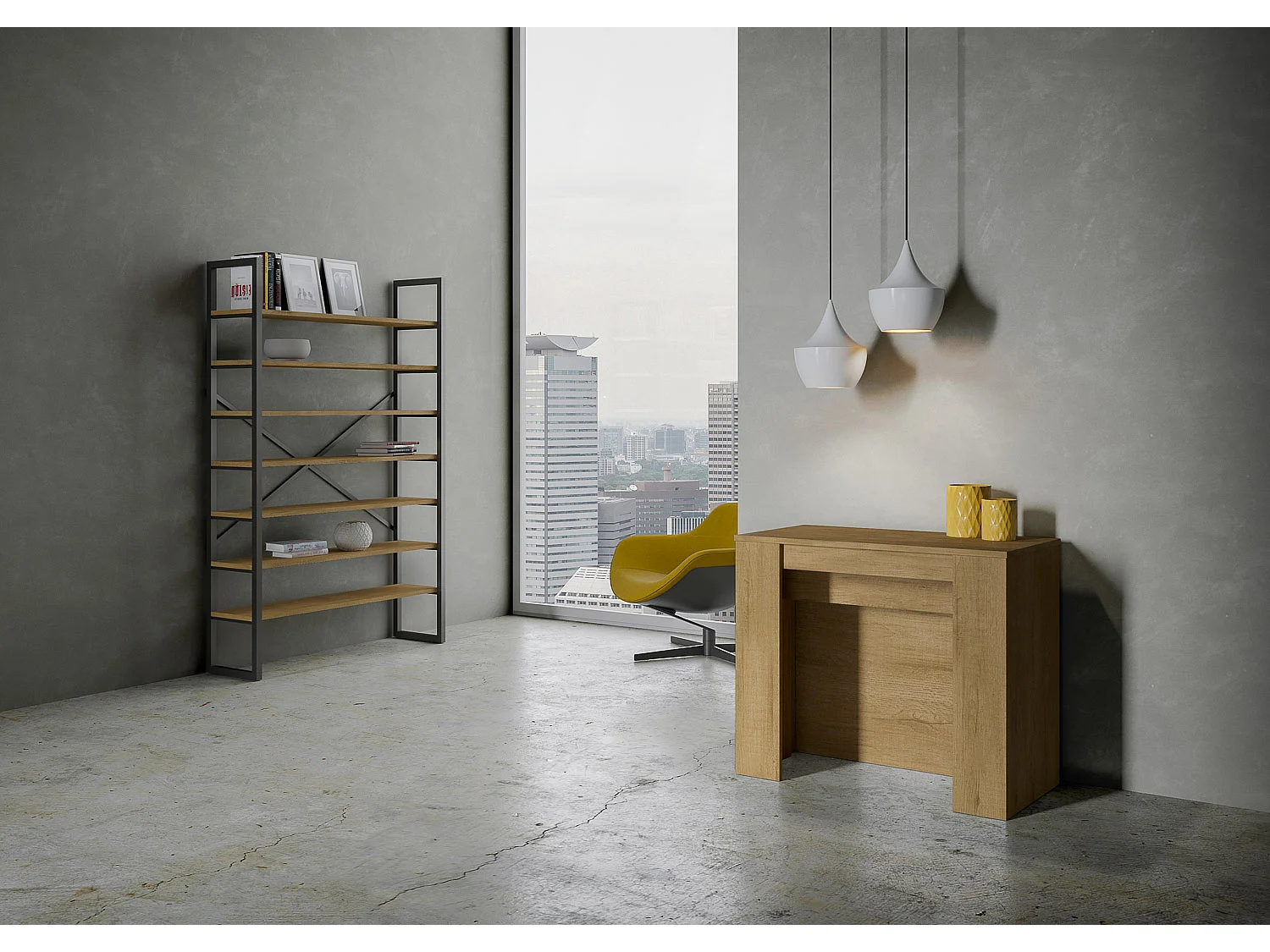 Console extensible en bois Barry-Couleur Naturel