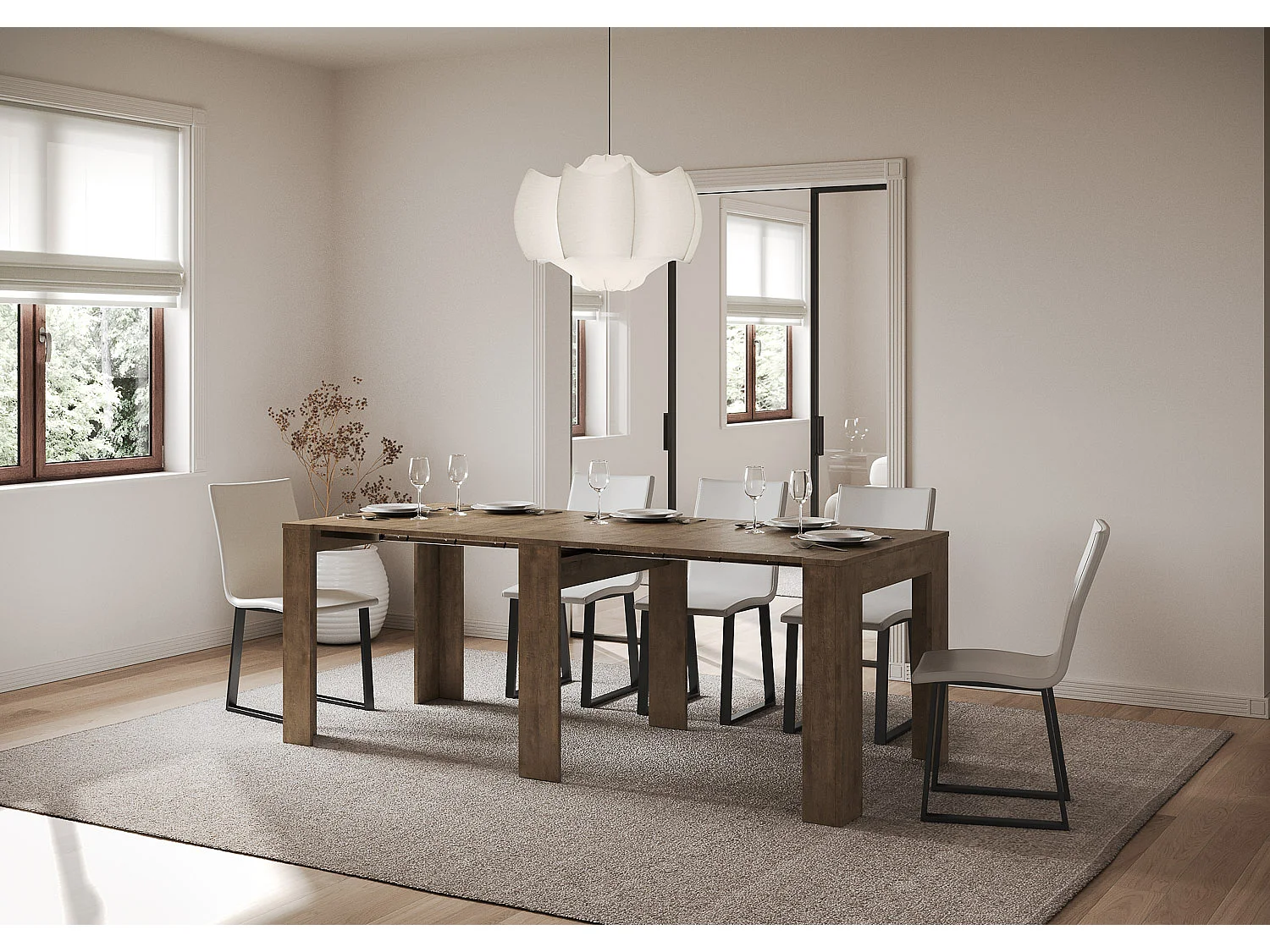 Consolle allungabile 90x25/211 cm Kiba noce allunghe interne