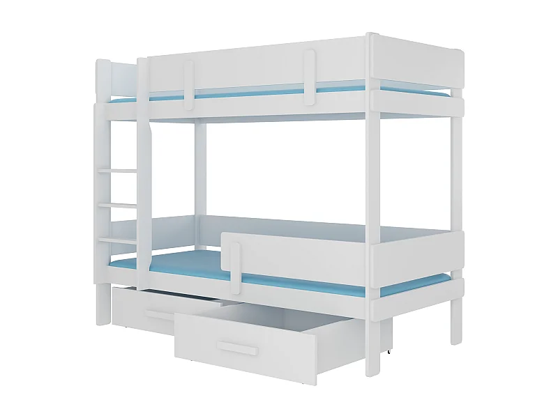 2-laags stapelbed met 2 witte opberglades 90x200 cm Palko