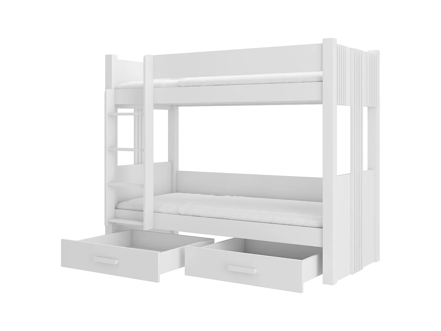 Lit superposé blanc 2 couchages 80x180 ou 90x200 avec tiroirs de rangement Luka-90x200