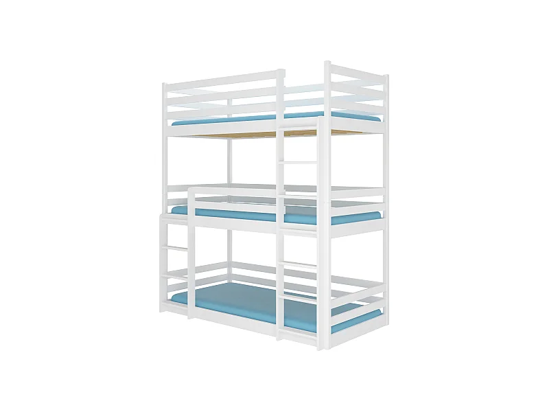 Lit superposé 3 niveaux blanc 90x200 Barcelona