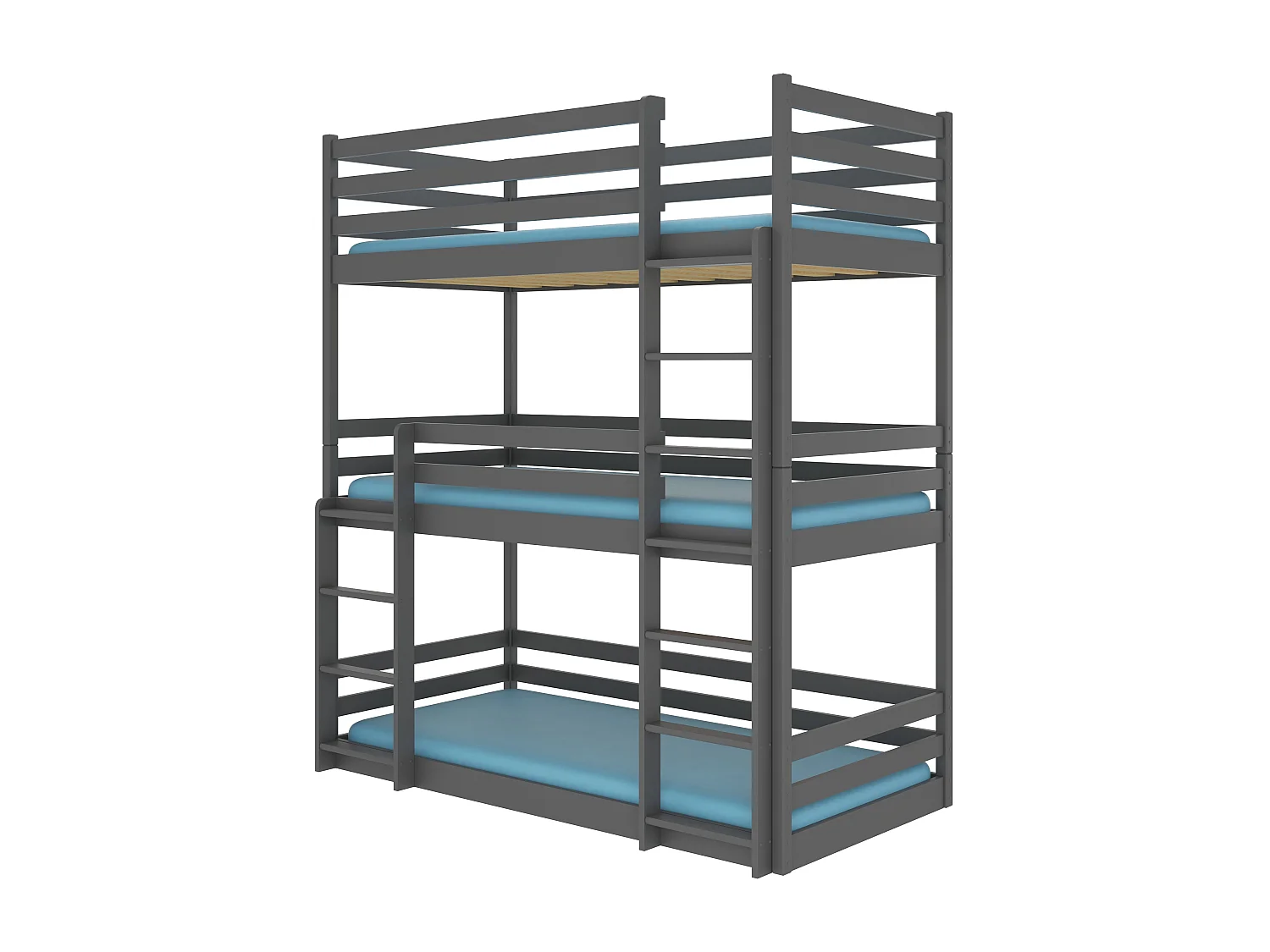 Lit superposé 3 niveaux gris graphite 90x200 Barcelona