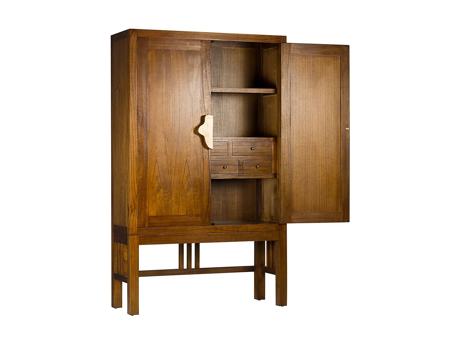 Mueble almacenaje Mindy madera maciza 2 puertas 7 cajones interiores Orka 120 cm