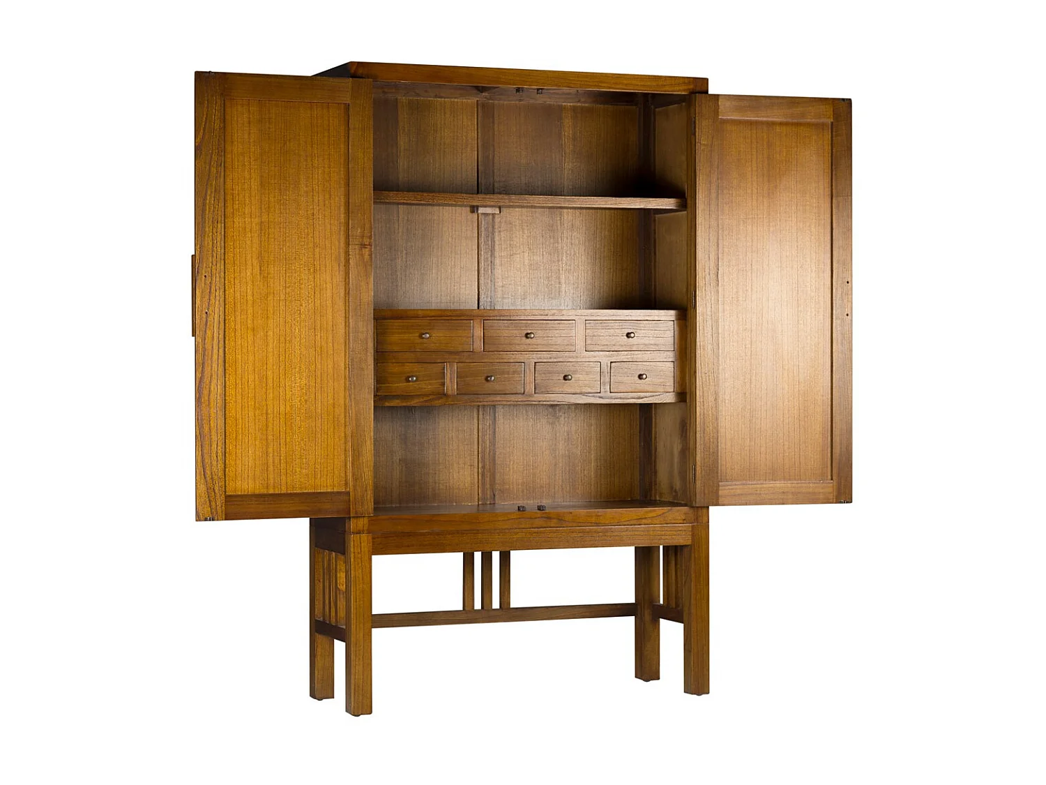 Mueble almacenaje Mindy madera maciza 2 puertas 7 cajones interiores Orka 120 cm