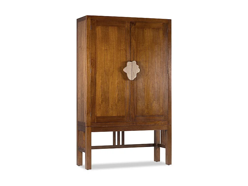 Armoire de rangement en bois massif de Mindy 2 portes 7 tiroirs interieurs Orka 120cm