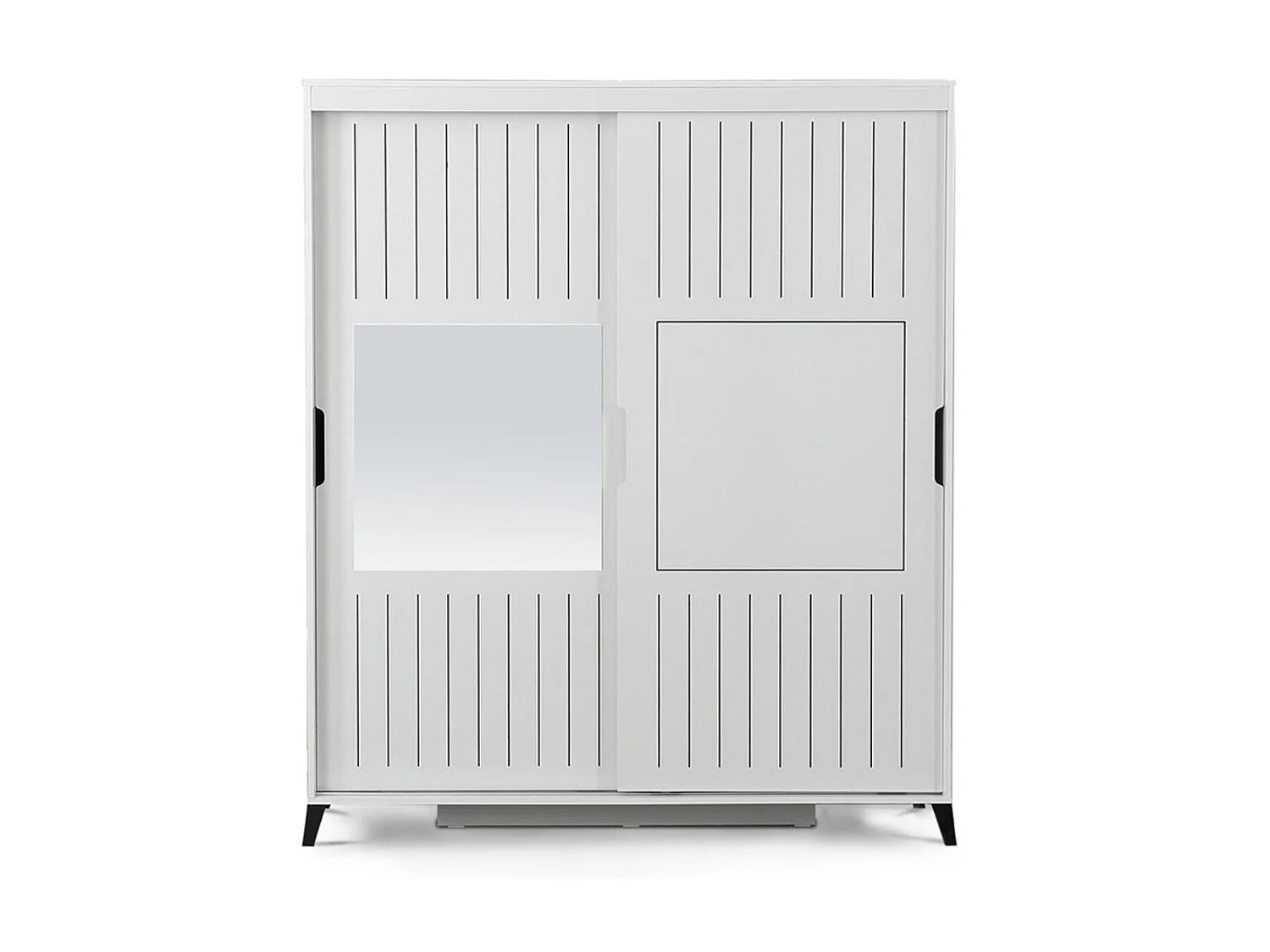 Witte volwassenenkast 2 schuifdeuren met spiegel Marka-Breedte 180cm