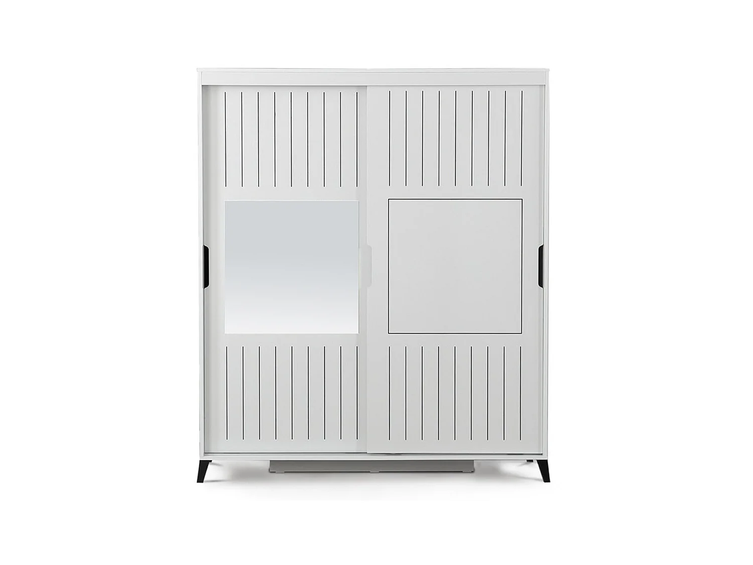 Armoire adulte blanche 2 portes coulissantes avec miroir Marka-Largeur 180 cm