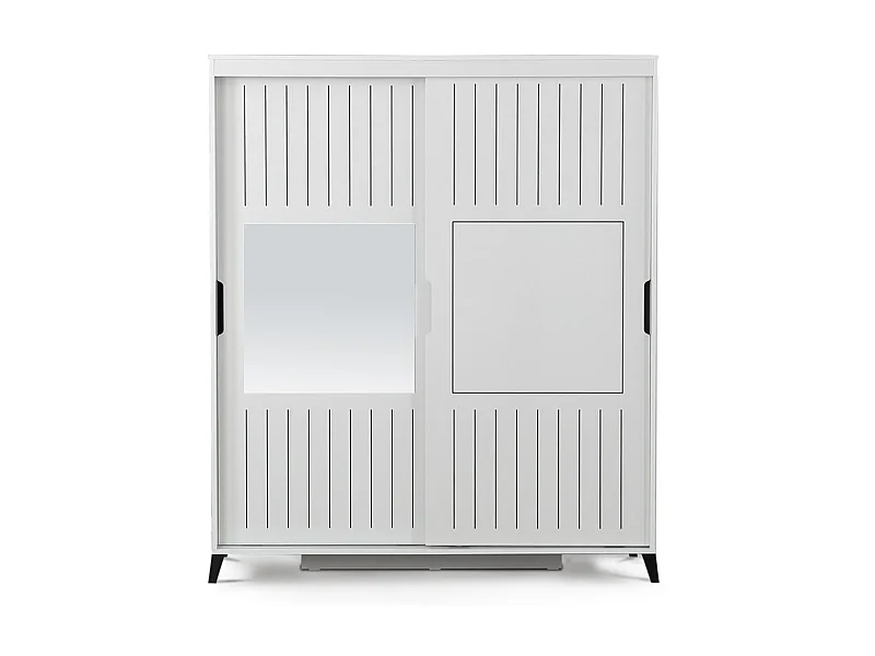 Armoire adulte blanche 2 portes coulissantes avec miroir Marka-Largeur 180 cm