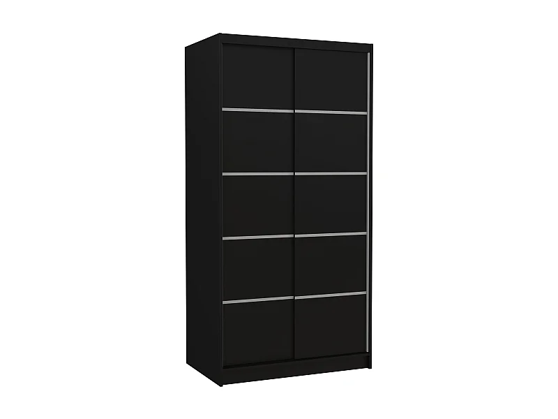 Petite armoire de chambre noir 2 portes coulissantes Rika 100cm