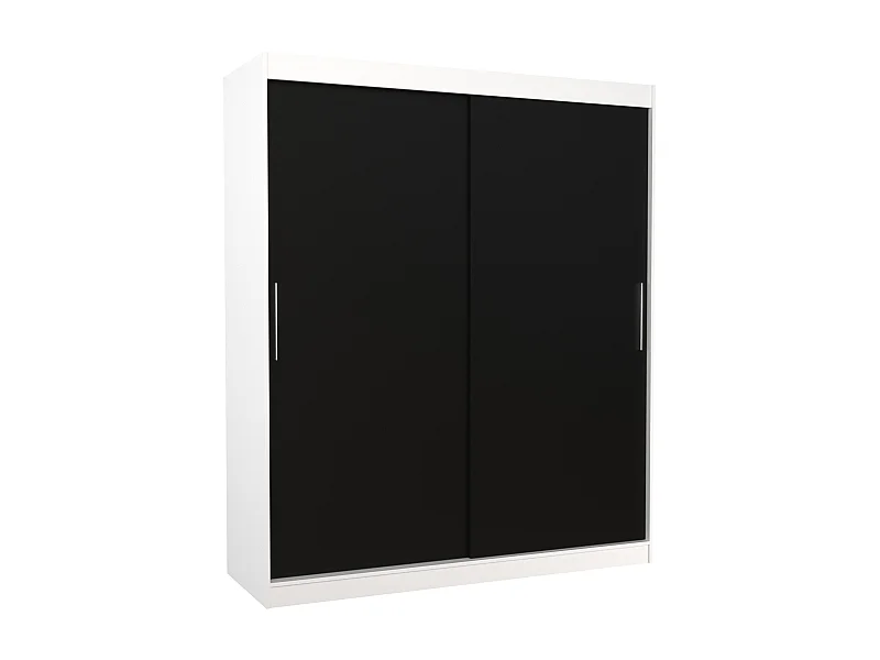Armoire de chambre à coucher blanche 2 portes coulissantes noir Kelly 180cm