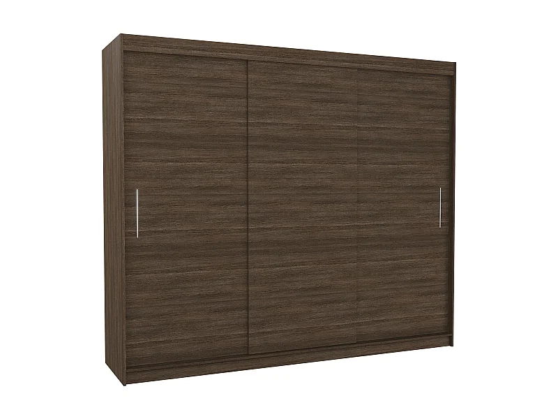 Grande armoire de chambre 3 portes coulissantes marron Badoz 250cm