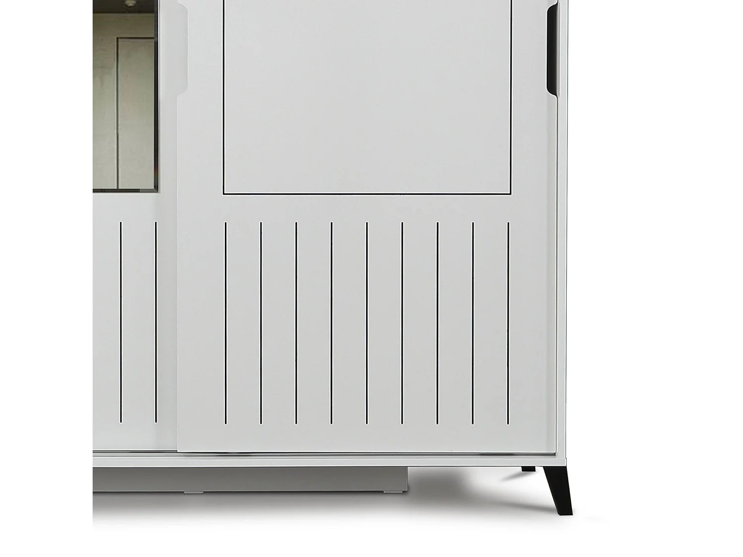 Armoire 2 portes coulissantes avec miroir Olgin L170xH216cm Bois Blanc