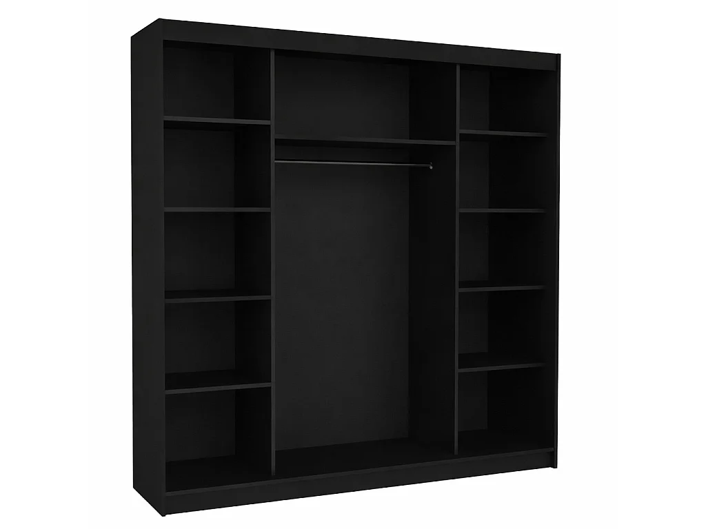 Armoire chambre adulte 2 portes coulissantes bois et miroir ZAFA 200cm-Noir