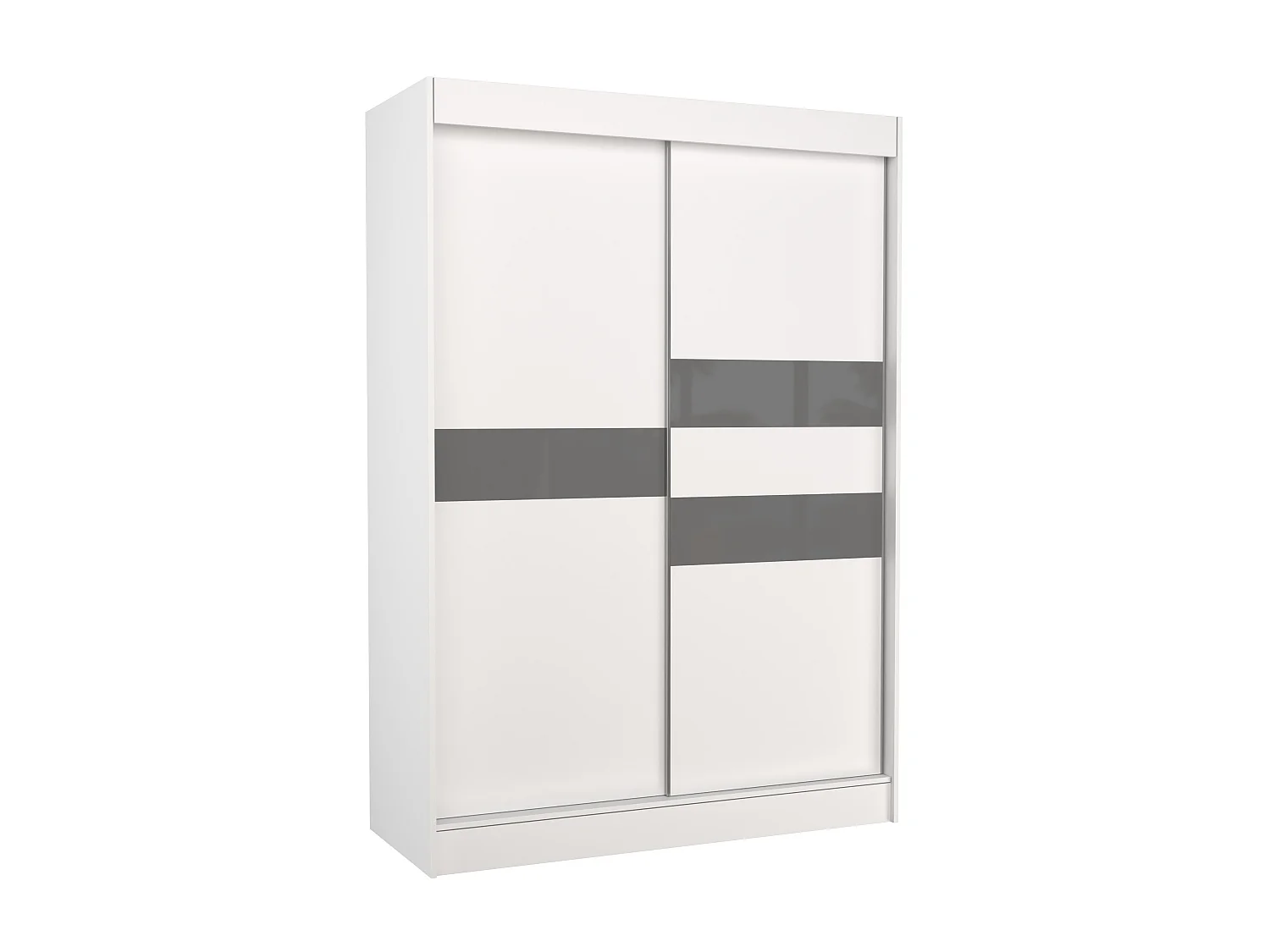 Armoire de chambre à portes coulissantes bois blanc mat et gris laqué Korza - 3 tailles-Largeur 150 cm