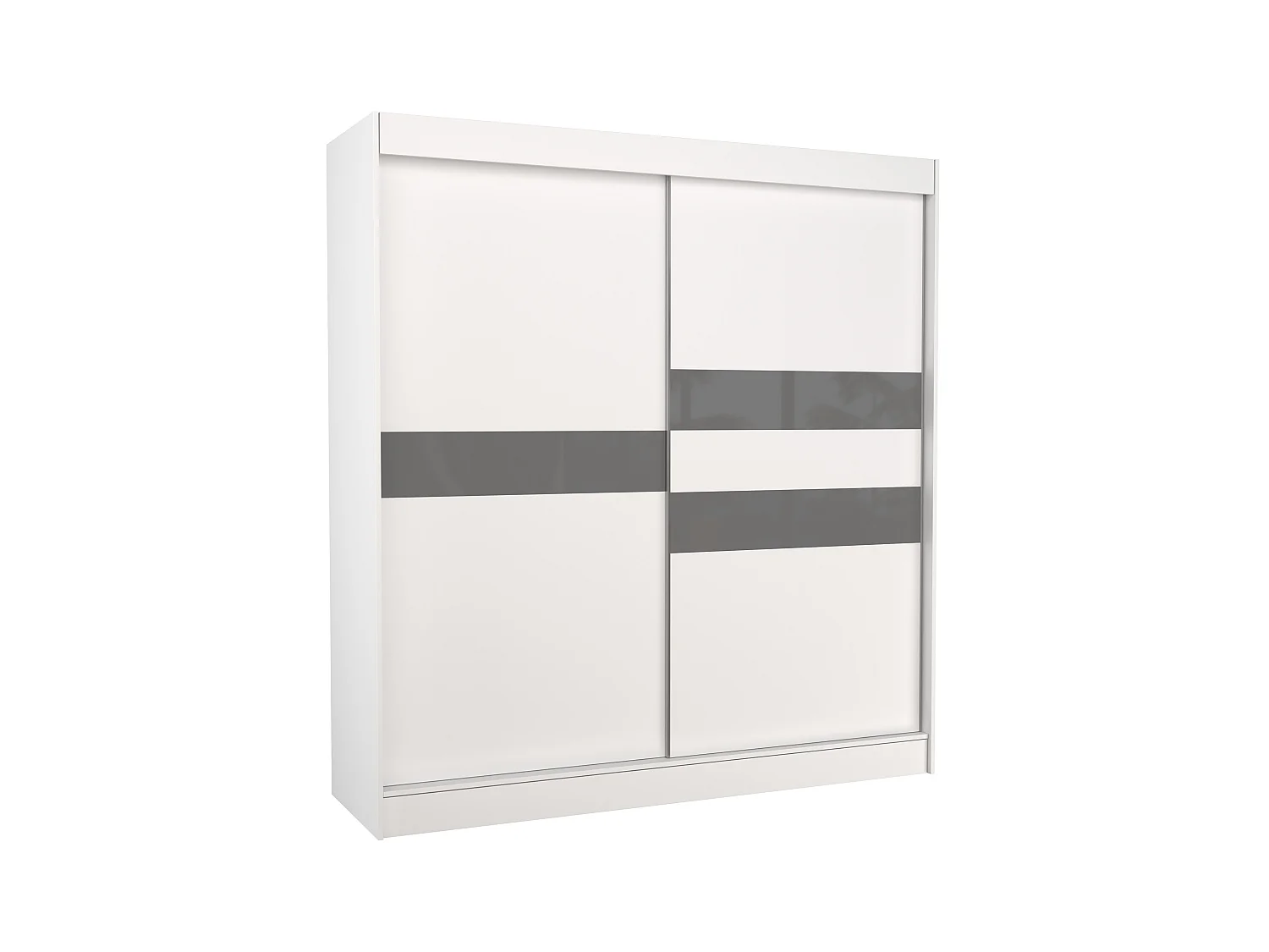 Armoire de chambre à portes coulissantes bois blanc mat et gris laqué Korza - 3 tailles-Largeur 150 cm