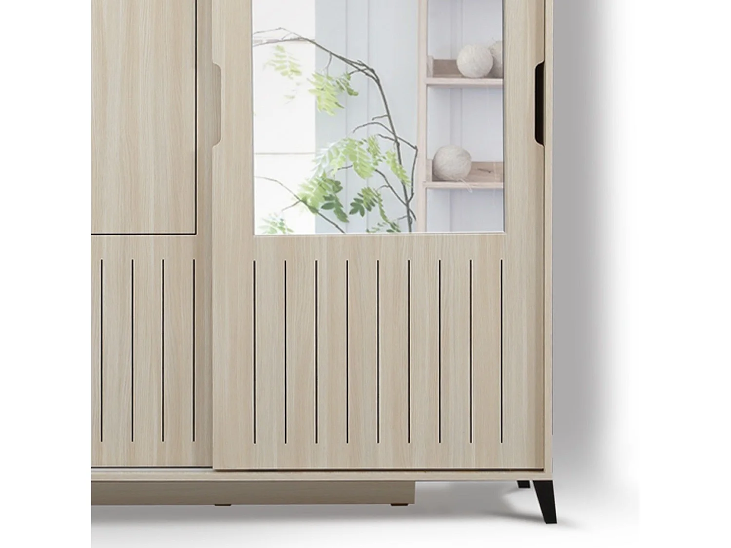 Licht eiken kledingkast voor volwassenen 2 schuifdeuren met spiegel Marka - 8 maten-Breedte 140cm