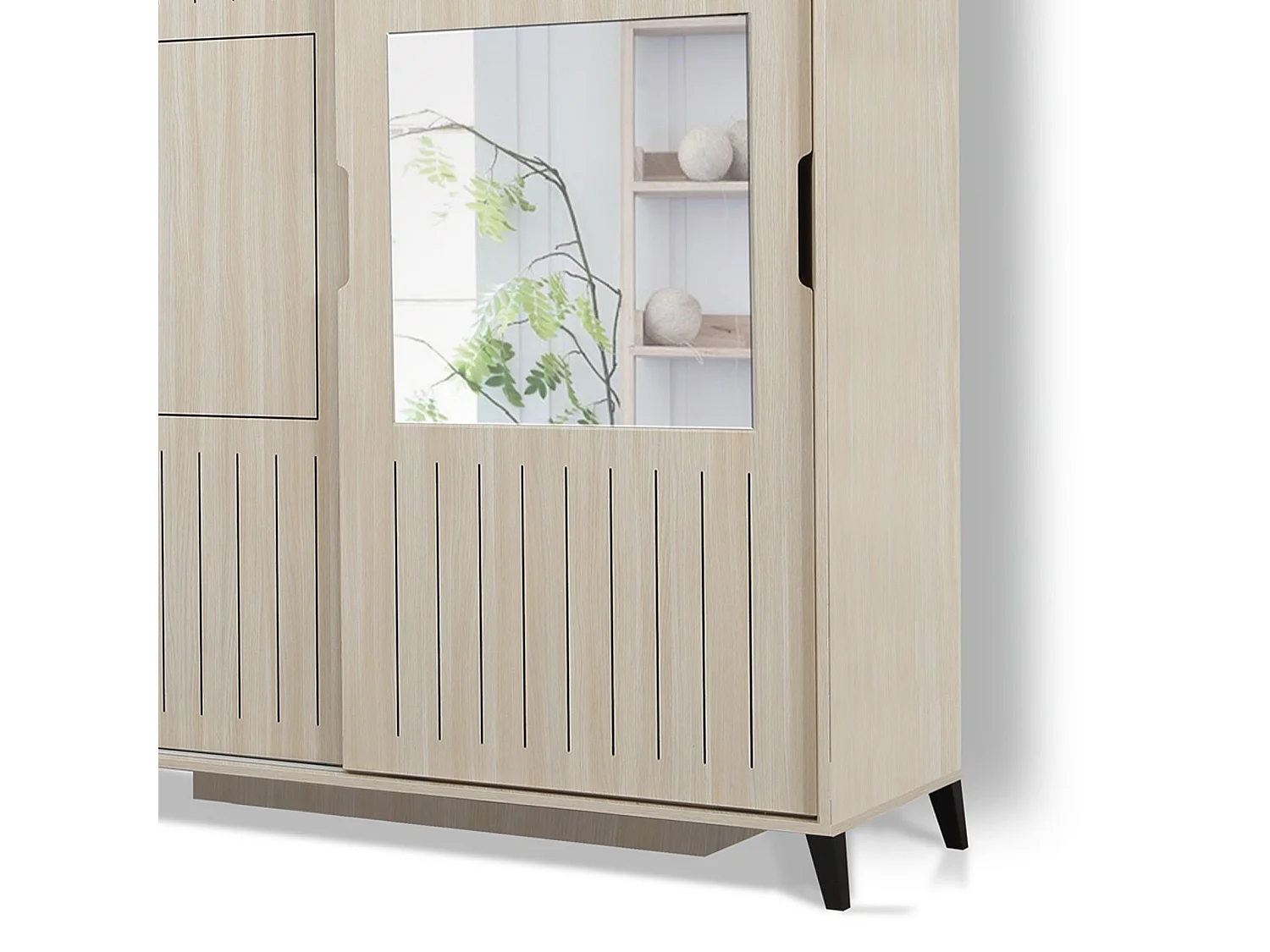 Licht eiken kledingkast voor volwassenen 2 schuifdeuren met spiegel Marka - 8 maten-Breedte 140cm