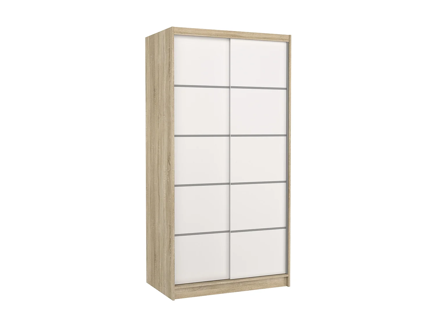 Petite armoire de chambre naturel 2 portes coulissantes en bois blanc Rika 100cm