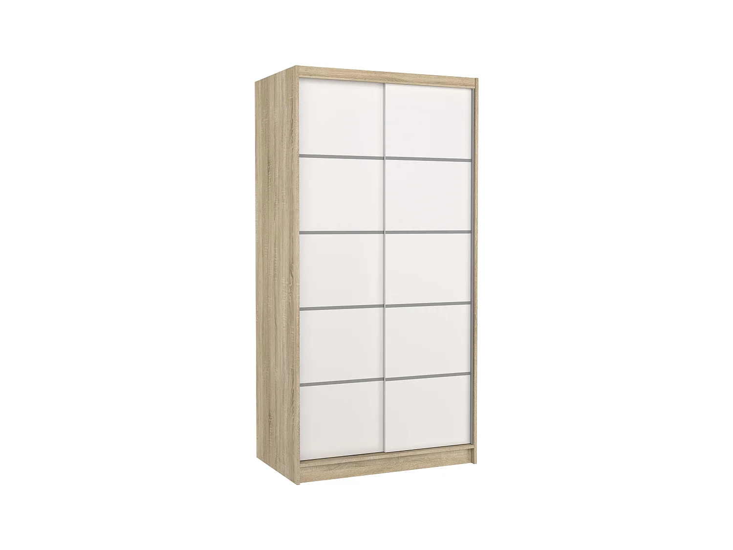 Petite armoire de chambre naturel 2 portes coulissantes en bois blanc Rika 100cm