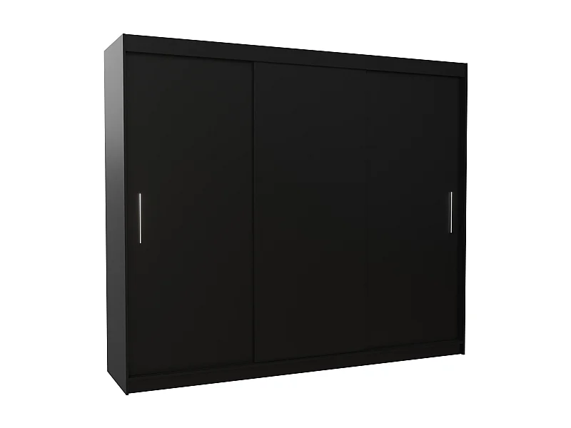 Grande armoire de chambre 3 portes coulissantes noir Badoz 250cm