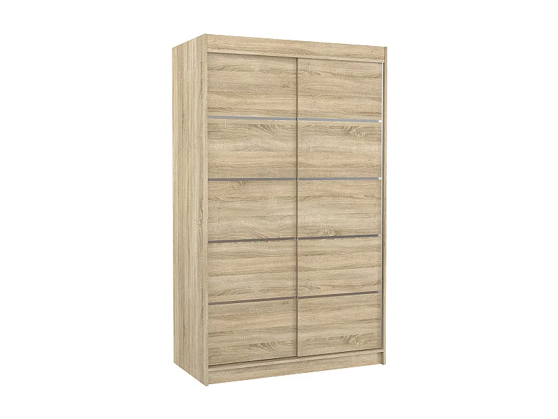 Petite armoire de chambre bois clair avec 2 portes coulissantes Benko 120cm