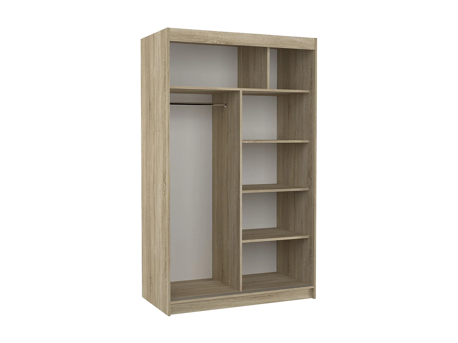 Petite armoire de chambre bois clair avec 2 portes coulissantes Benko 120cm