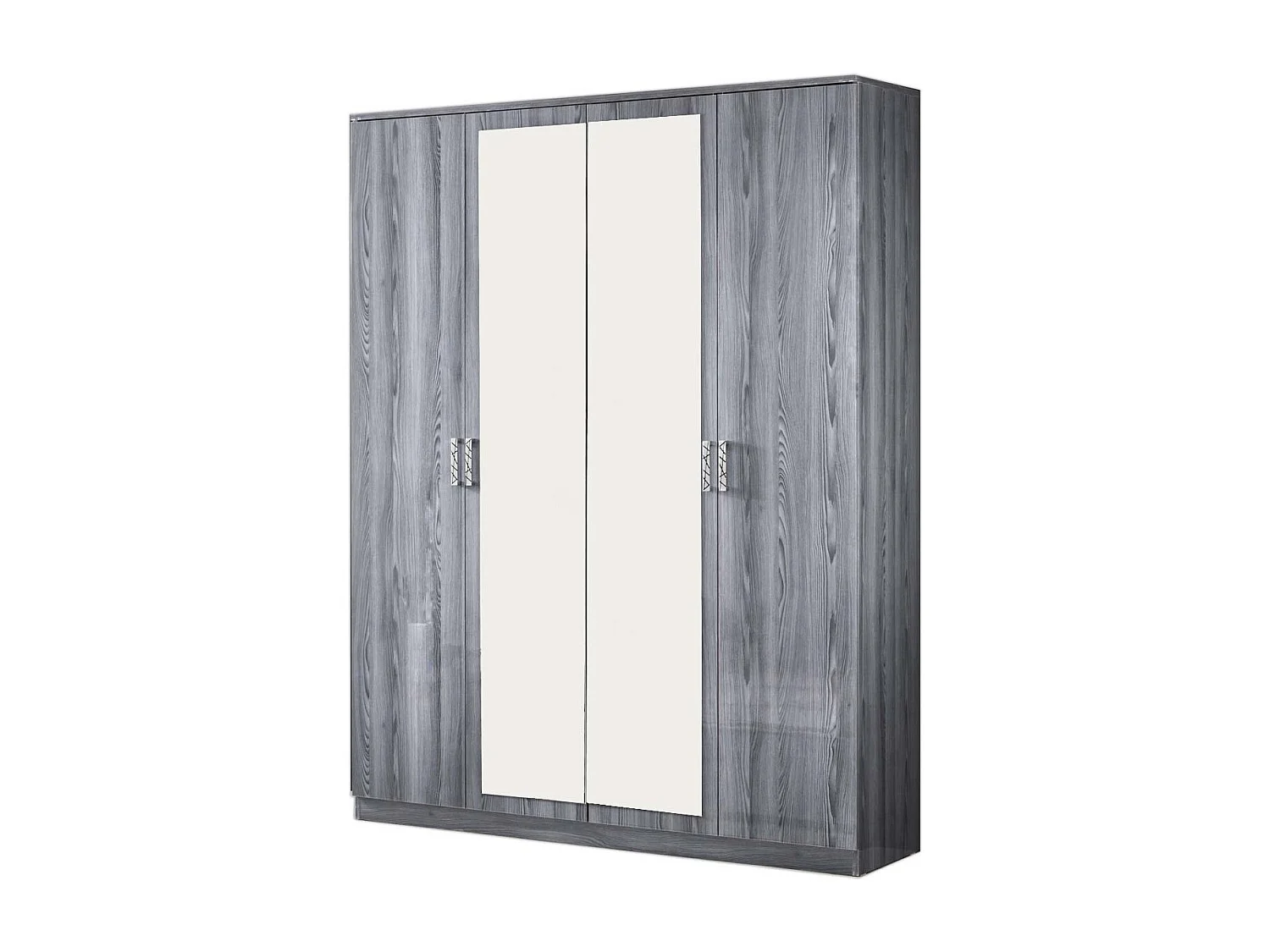 Armoire de chambre 4 portes battantes bois chêne grisé Nikoza 116cm